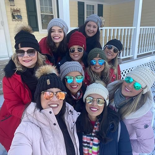 Miniatura 6 de FURTALK Gorro de invierno para mujer, con forro polar, gorro de punto con pompón de invierno con doble forro