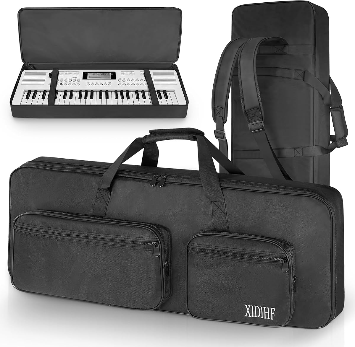 49 Key Keyboard Gig Bag 10mm Padded Full Protection with Adjustable Straps, 4 Pockets for Accessories, Electric Piano Case (33.8''x13.8''x4.3'')