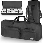 73/76-Key Cas de clavier - Sac à gigs pour piano électrique portatif avec poignées, 4 Poches, durables 600D Oxford Cloth avec 10MM Protection rembourrée pour l'éponge