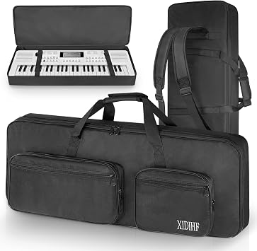 49 Key Keyboard Gig Bag 10mm Padded Full Protection with Adjustable Straps, 4 Pockets for Accessories, Electric Piano Case 33.8x13.8x4.3