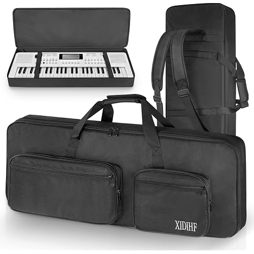 49 Key Keyboard Gig Bag – 10mm Padded Full Protection with Adjustable Straps, 4 Pockets for Accessories, Electric Piano Case (33.8''X13.8''X4.3'')
