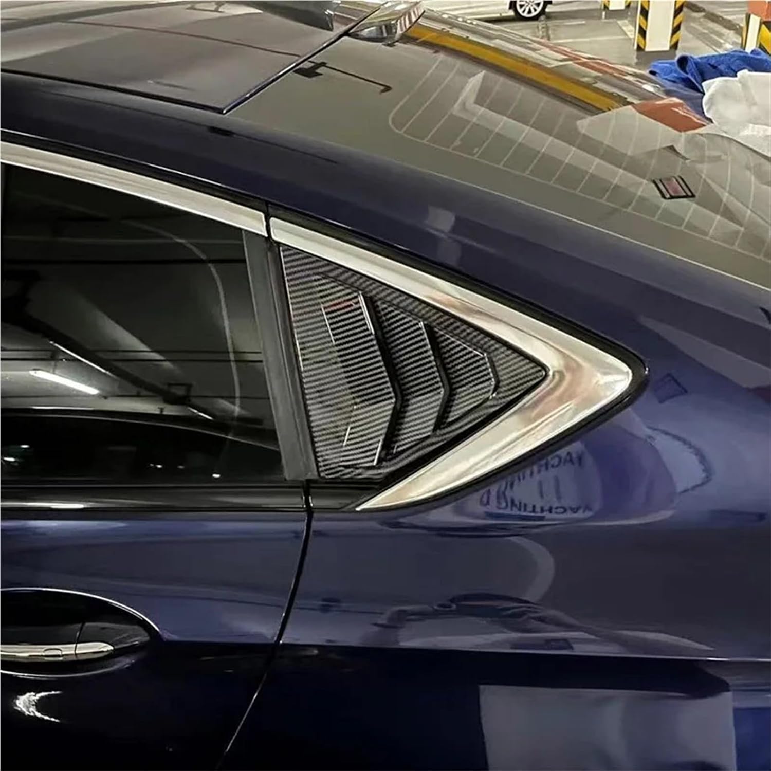 for Opel Insignia Z18 2022 2021 2020 2019 2018 2017 Rear Window Triangular Louver Decorative Frame with Hollow Pattern(Bright Black)