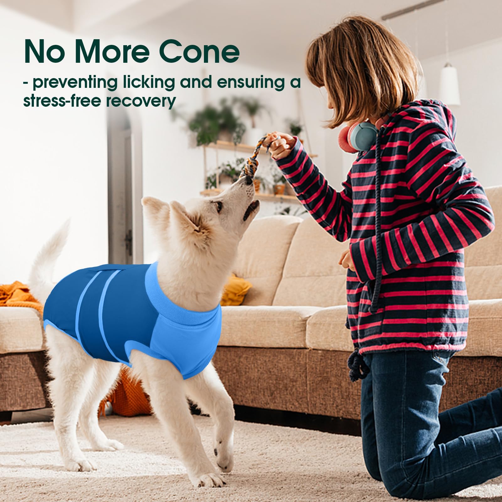 Kuoser Dog Recovery Suit M, Post Surgery Suit for Female & Male Dogs, Adjustable Surgical Onesie with Open Belly Design - Image 4