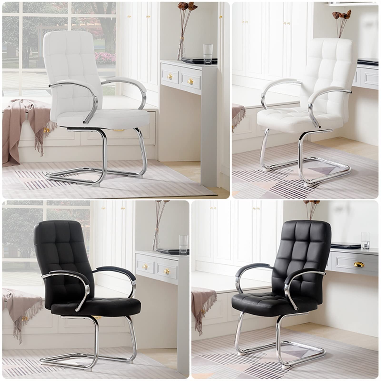 Chaises de bureau Chaise latérale exécutive PROFESSIONNEL HAUT DOS HAUT ET RADÉ ECO SIEM EN CUIR, ARMES FORMES ET SUPPORT LUBRAIN TRANSFORME VISITEUR Visiteurs Fauteuil de Bureau ( Color : Noir )