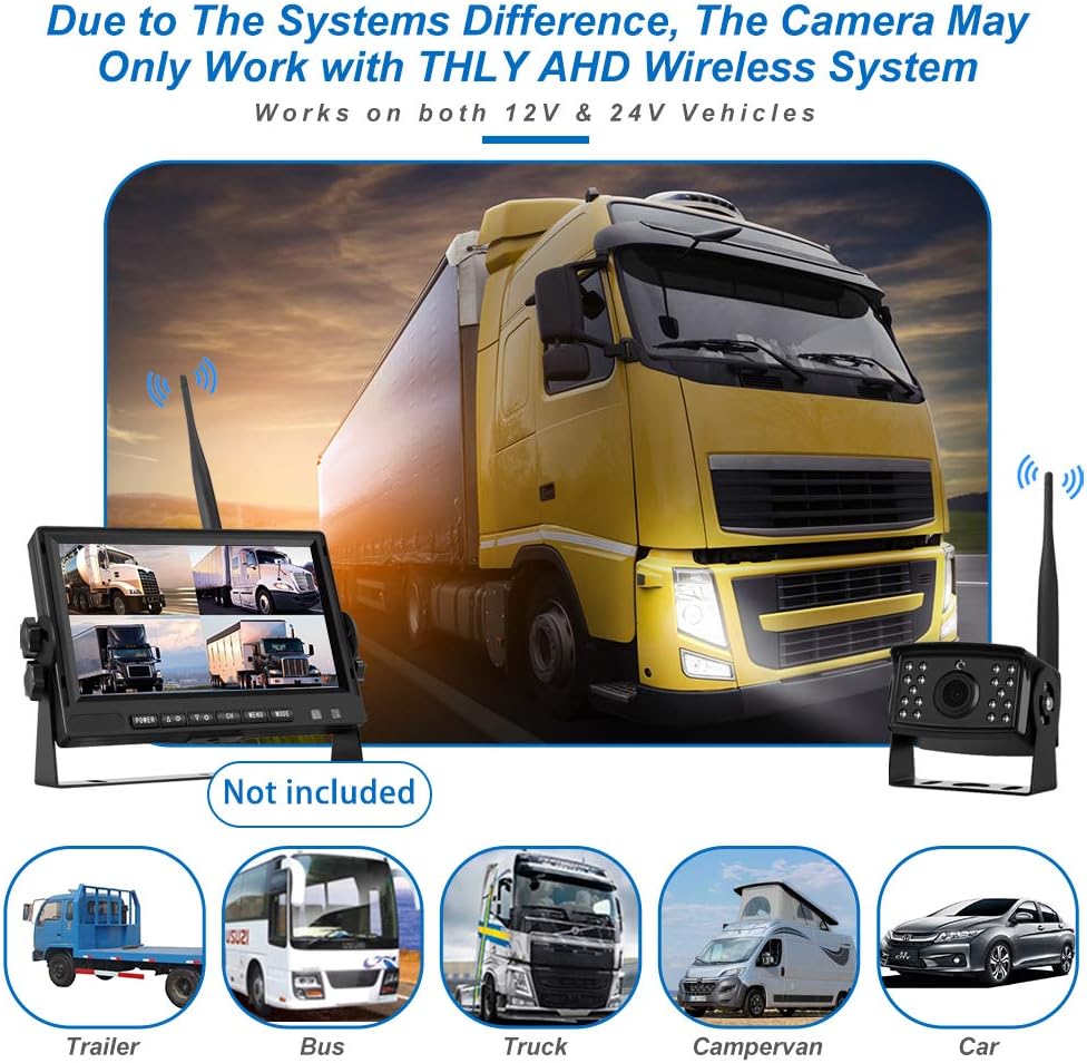 Best Deal Wireless Backup Camera Add-on for AHD Wireless DVR System, 12v-24v Waterproof Night Vision Extra Reversing Camera for Digital Wireless Backup System, Transmission Distance up to 500M for Truck Bus