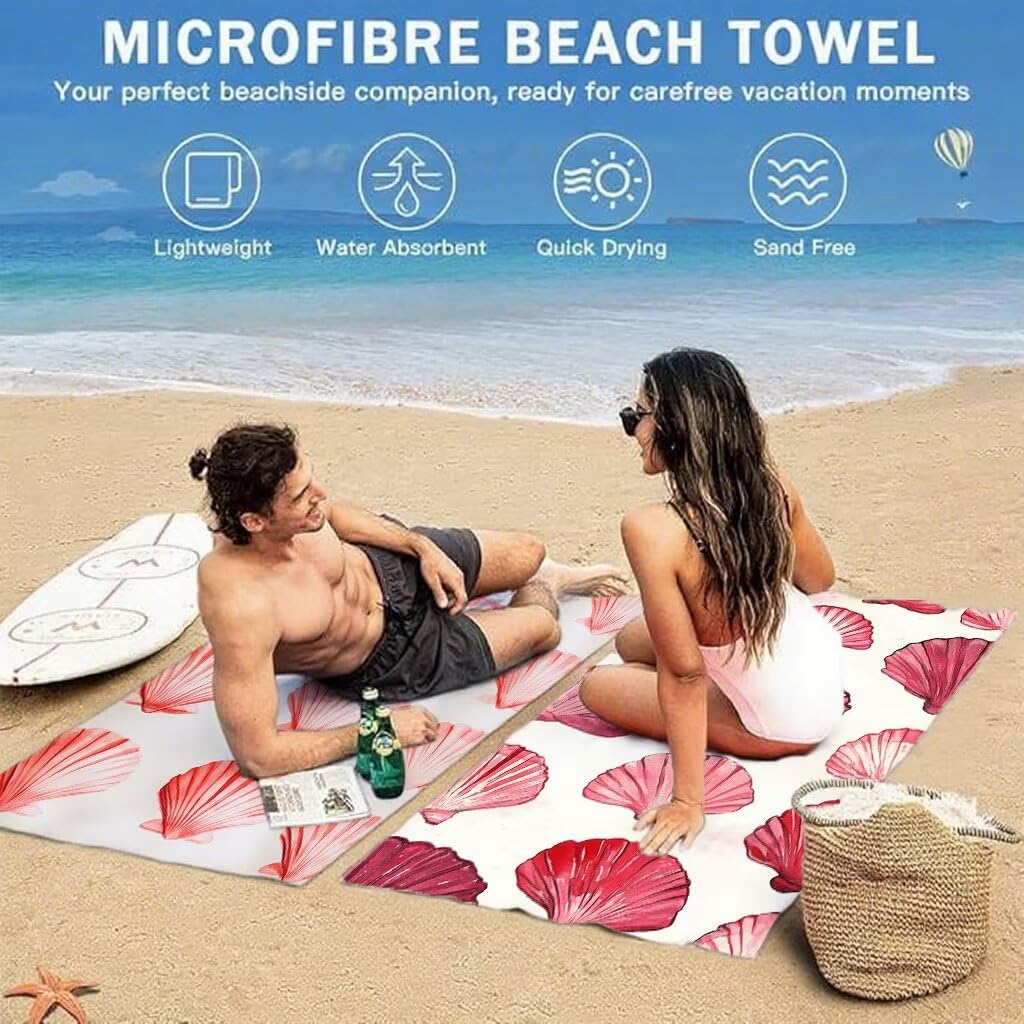 Różowy Ręcznik Plażowy Duży 100x200 cm Pokrowiec Ręcznik Z Mikrofibry Chłonny Ultra Miękki Kompaktowy Ręcznik Plażowy, Szybkoschnący Antypiaskowy Mata Plażowa z zatrzaskiem Design dla basenu Joga