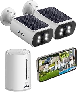 Obligz S3 Solar Wireless Outdoor Security Cameras, 4MP 2-Cam Kit, 64GB Local Storage, No Subscription, Color Night Vision, Dual-Band WiFi