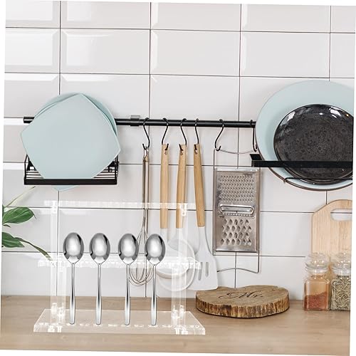 Miniatura 3 de PRETYZOOM Soporte acrílico para utensilios de 24 ranuras, organizador de papelería y utensilios de escritorio, estante de exhibición de vajilla para