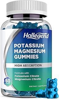 Potassium Magnesium Gummies, High Absorption Potassium Citrate 99mg Magnesium Citrate 180mg, Chewable Gummy Supplements for Leg Cramps & Muscle, 60 Count