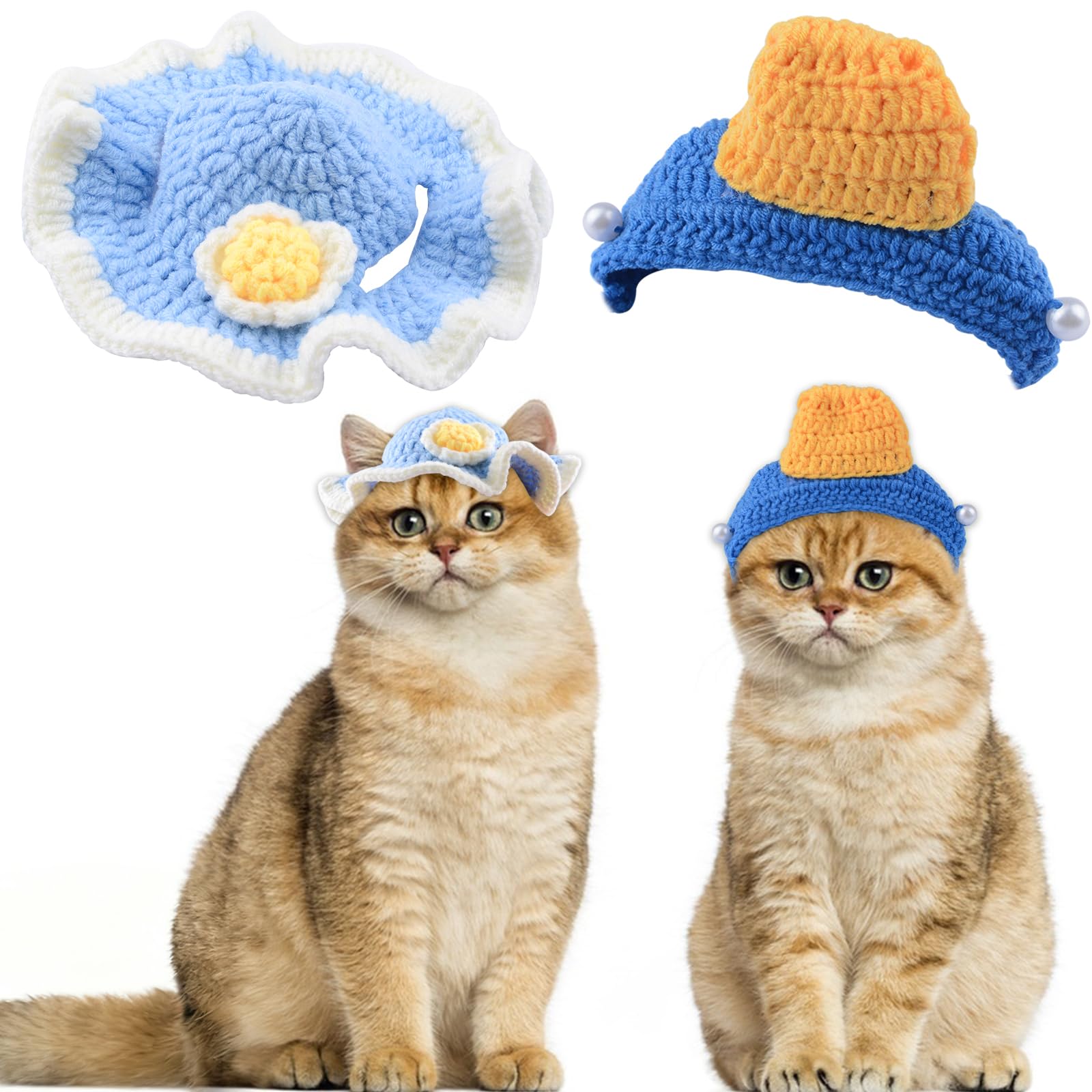 Gorro de lana de punto de invierno para gato y perro sombrero de ganchillo