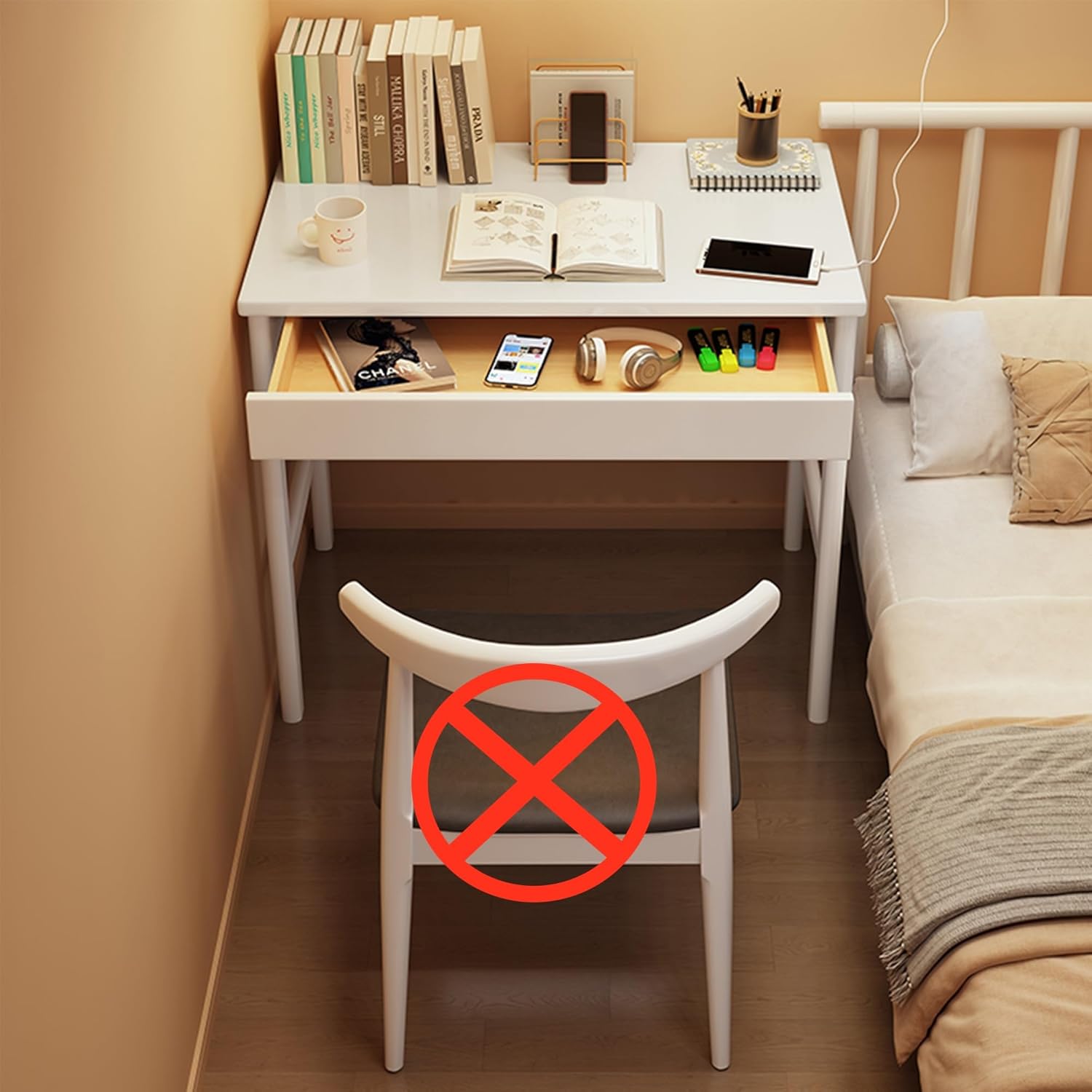 Home Office Desks,Computer Desk,Small Desk,Small Computer Desk,Simple Desk,Minimalist Desk,Compact Desk,Easy to Clean,Solid Wood,Suitable for Home, Bedroom(Natural,60cm/23.6in*45cm/17.7in)