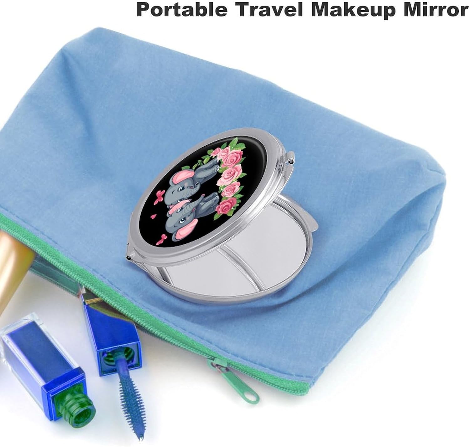 Elephant Compact Makeup Mirror Mini Foldable Cosmetic Mirror Portable Travel Mirror for Purse Pocket
