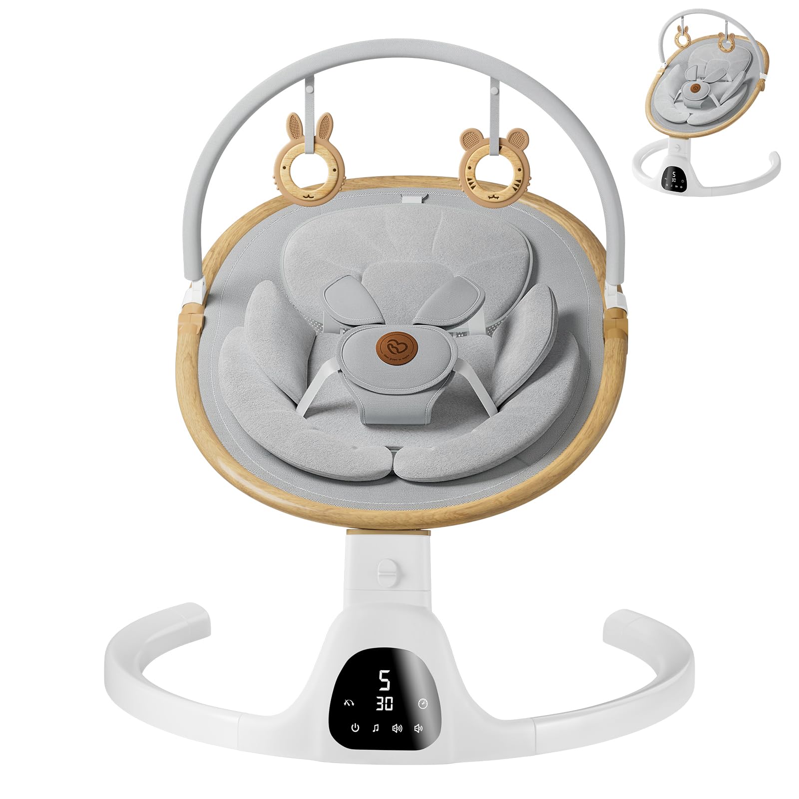 Baby Swings for Infants, FasonBaby Baby Swing, Bluetooth Infant Swing with Music Speaker with 3 Seat Positions (White)
