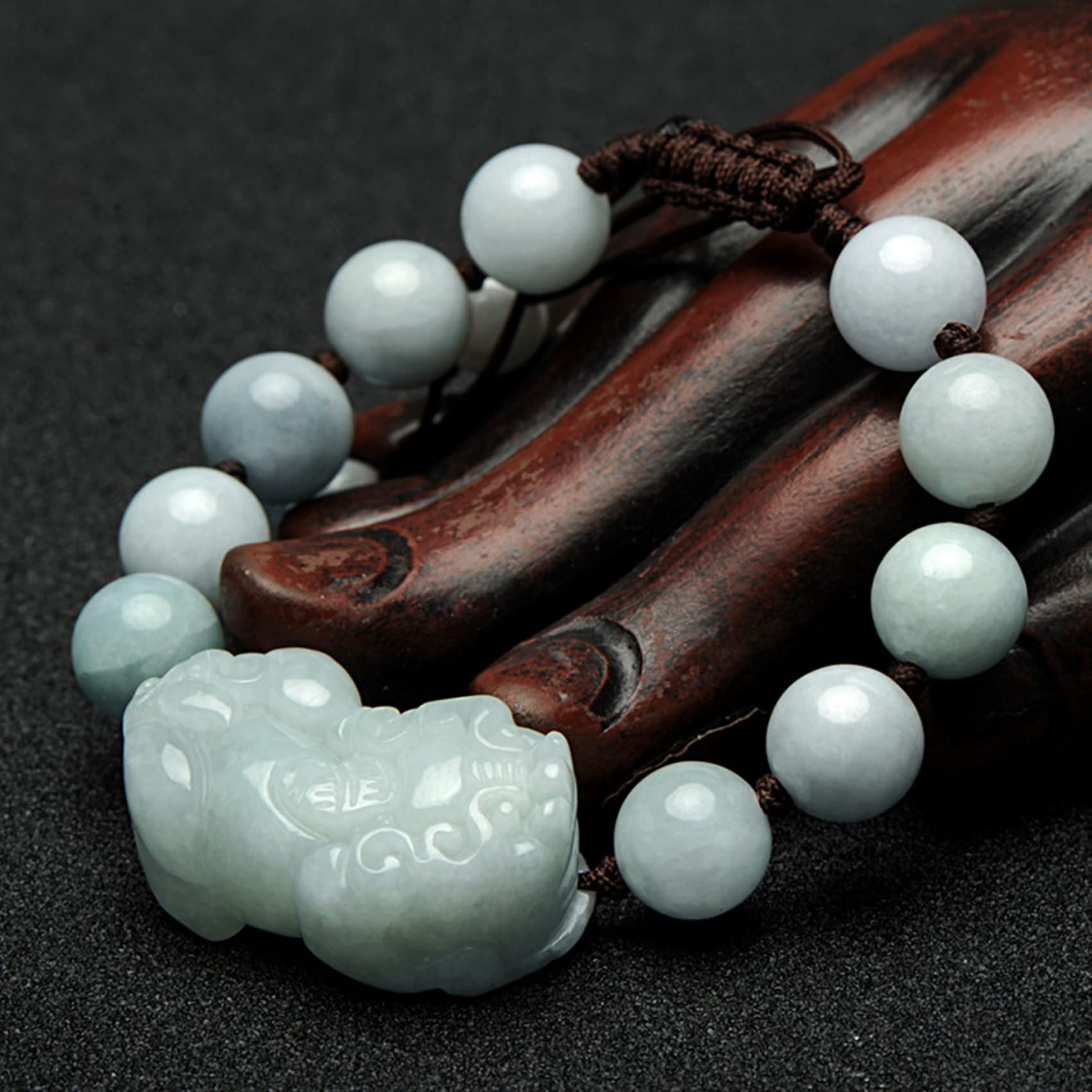 Pulsera de la Suerte, Pulsera Feng Shui, Pi Yao Jade para Mujeres y Hombres, Amuleto Piedra Preciosa Hilo Rojo Chino, ágata roja