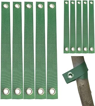32 Inch Tree Straps for Staking, 10 Pack of Tree Supports Straps with Grommets for Guying/Staking, Green Heavy Duty Tree Straightening Ties for Newly Planted Saplings and Hurricane Protection