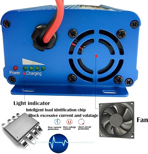 Miniatura 8 de Unocho Cargador de batería de 24 V, cargador inteligente automático, cargador de goteo de 5 A e interruptor de ES, conector XLR de 3 pines, adecuado
