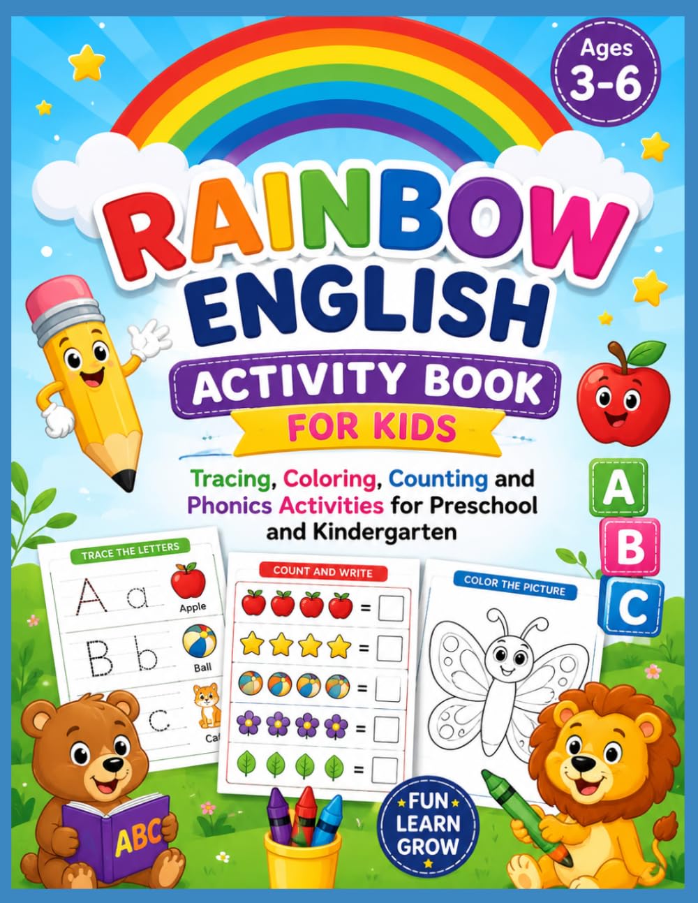 Rainbow English Activity Book for Kids Ages 3-6: Tracing, Coloring, Counting and Phonics Activities for Preschool and Kindergarten: Fun Learning ... Coloring and Early Vocabulary Practice