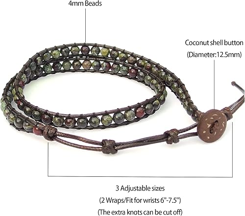 Miniatura 5 de Preciosa pulsera de piedra natural para mujer, pulseras bohemias, pulsera de cuentas de cristal curativo, ajustable, hecha a mano, antiansiedad,