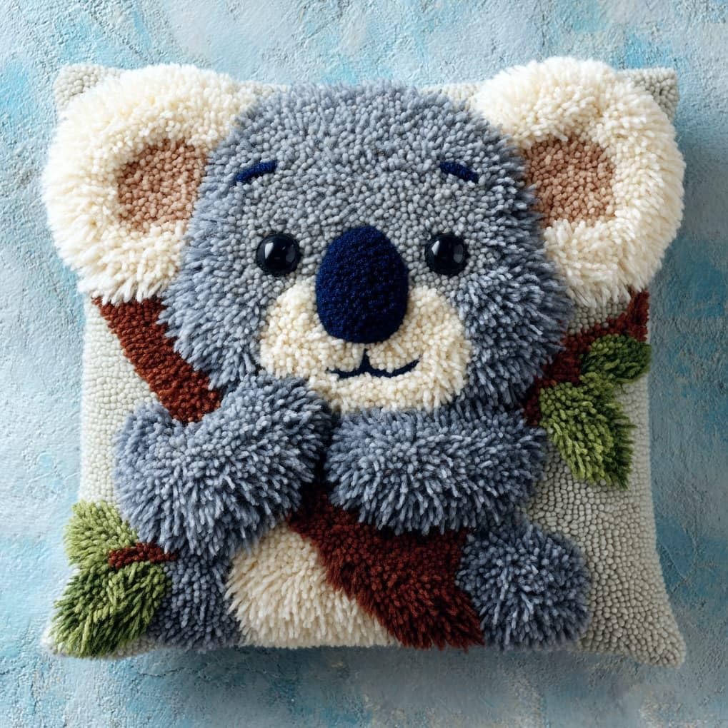 WallustrioaW Latch Hook Kits Pillow Printed Cushion,Koala Animals