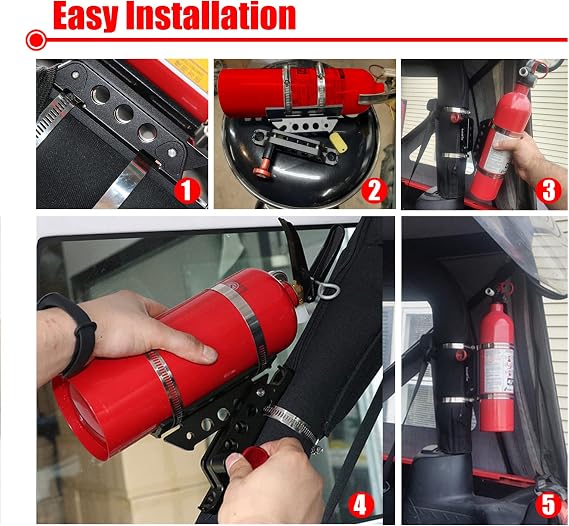 Goldfire Universal Vehicle Adjustable Quick Release Roll Bar Fire Extinguisher Mount Holder Brackets for Car UTV ATV, Tractor Jeep Wrangler JT TJ JKU JK JL UTV Cam-Am X3 Polaris RZR Ranger