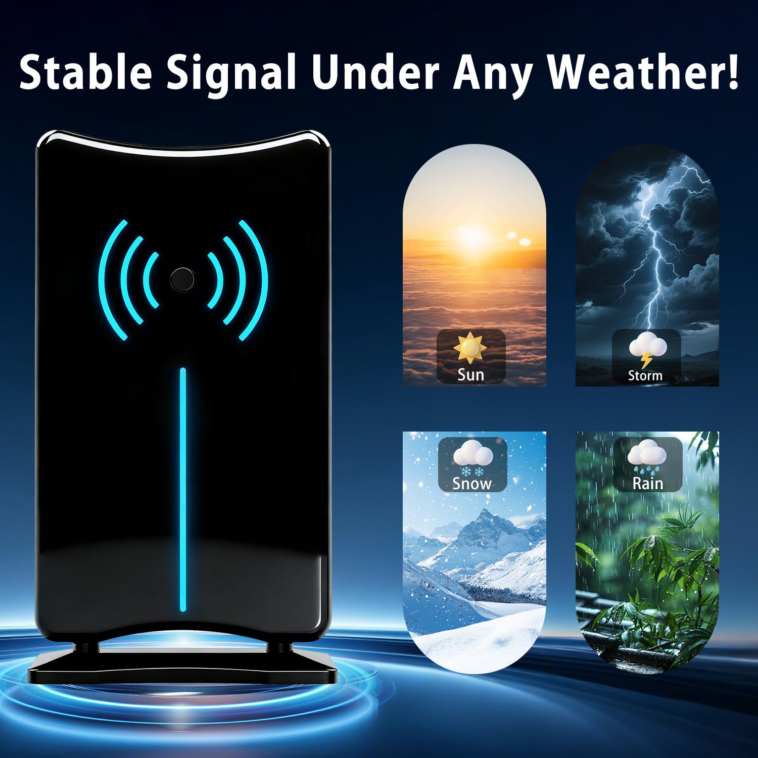 Antena interior para Smart TV, antena HDTV para todos los televisores con amplificador de señal de amplificador, compatible con 4K 1080p, antenas de fácil instalación para televisores sin cable (DT028