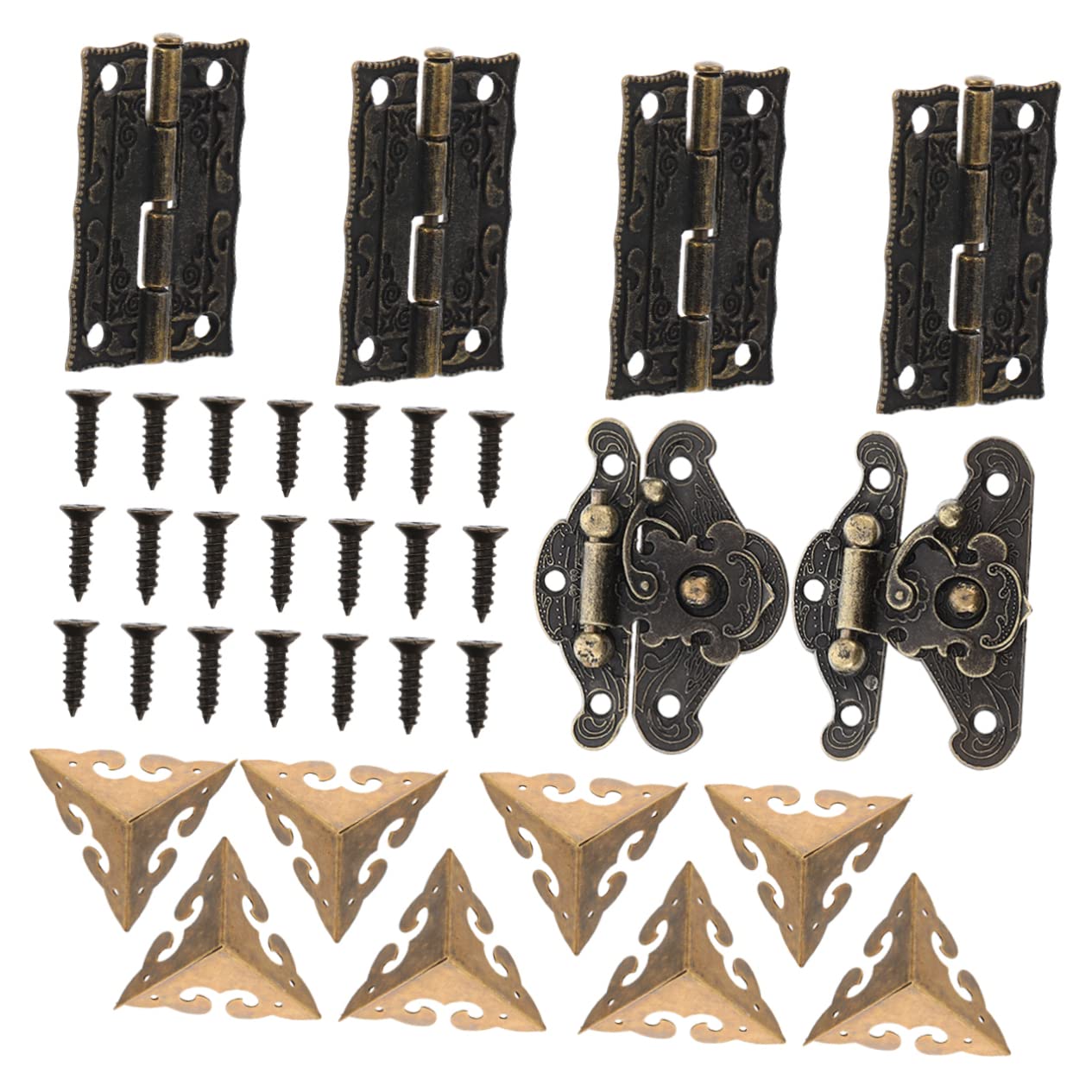 KOKYLEZN 1 Set Lock Antique Brass Box Hasp Chest Corner Guard Wood Box Decorative Hasp Furniture Protector Vintage Jewelry Box Decoraciones para U?as Vintage Style Furniture Accessories
