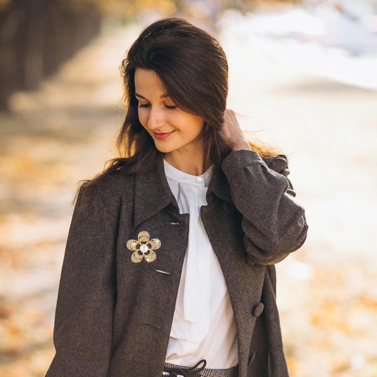 Gold Crystal Rhinestone Flower Brooch Pin, 4 Pcs Elegant Heart Pearl Brooch Pin for Women Dress Hat Decoration Bouquet Brooches for DIY Christmas Wedding Party Decor Jewelry Making Crafts - Image 4