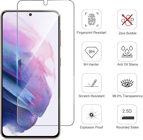 Miniatura 6 de Paquete de 3 protectores de pantalla para Samsung Galaxy S21 PlusS21+ vidrio templado cobertura completa HD fácil instalación borde redondo