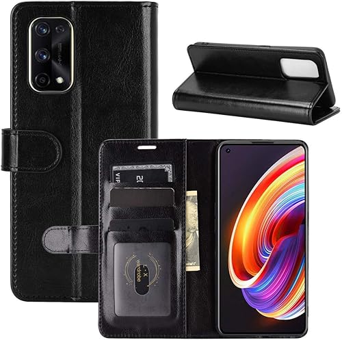 Realme 7 Pro Case, Gift_Source estilo folleto Funda de piel sintética ultra fina plegable con cierre magnético, función atril, ranuras para tarjetas