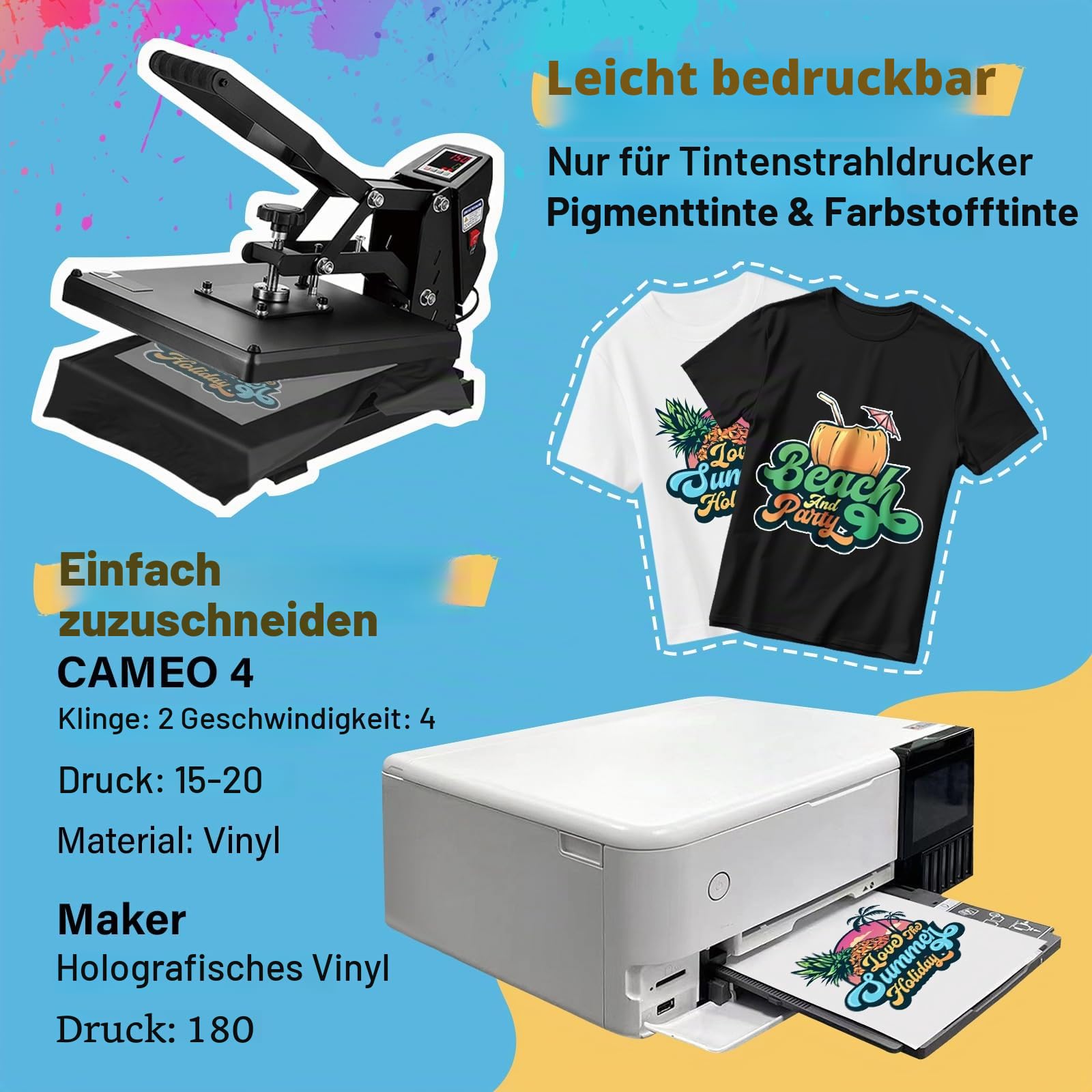 TECKWRAP Bedruckbares Wärmetransferpapier für T-Shirts, 30 Blatt, 21,1 x 29,7 cm, bedruckbares Wärmetransfer-Vinyl für Tintenstrahldrucker, Transferpapier zum Aufbügeln für helle und dunkle Stoffe