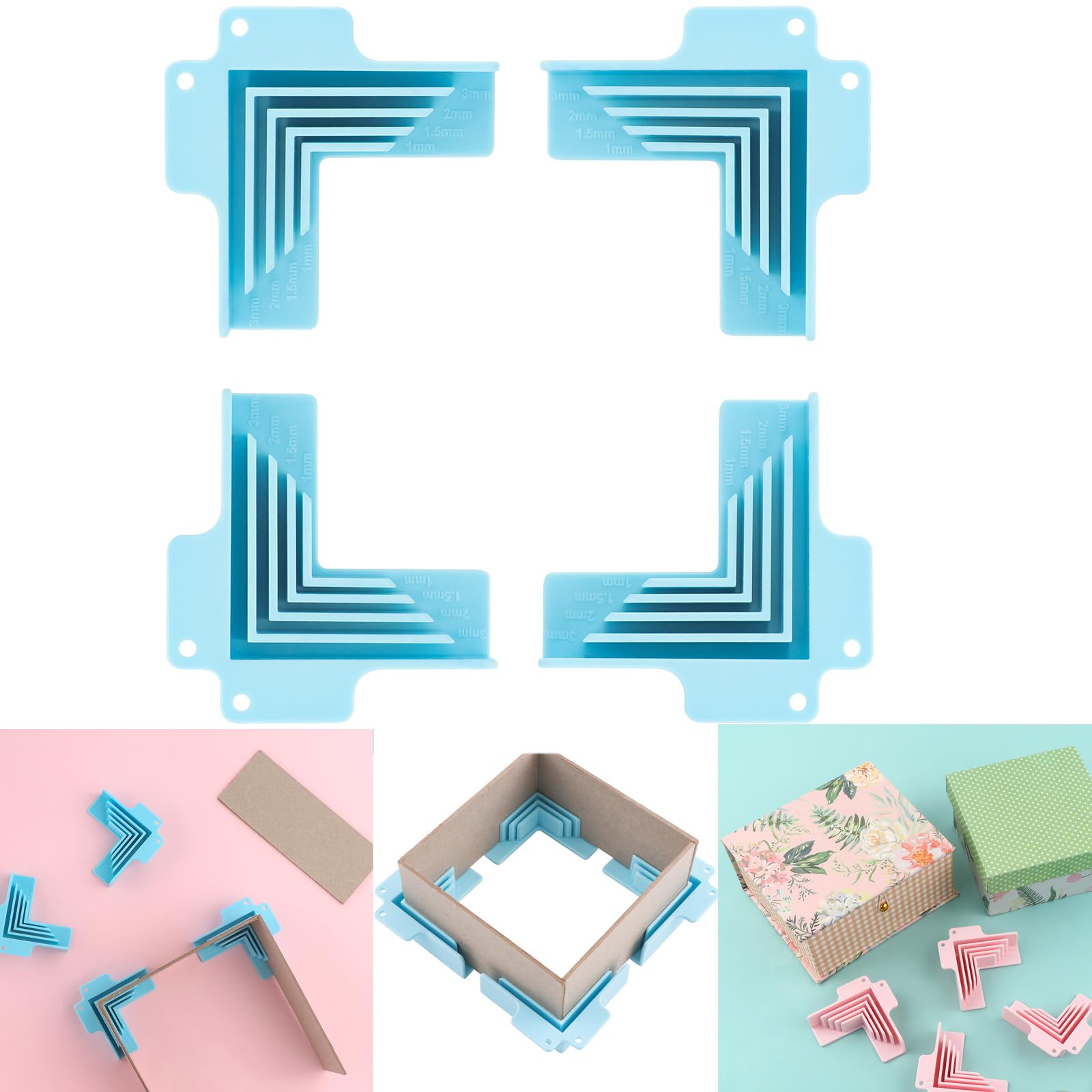 6 Guides D'Angle En Plastique Pour Bricolage Et Scrapbooking - Positionnement Parfait à 90° Pour Cartonnage Et Collage - 10