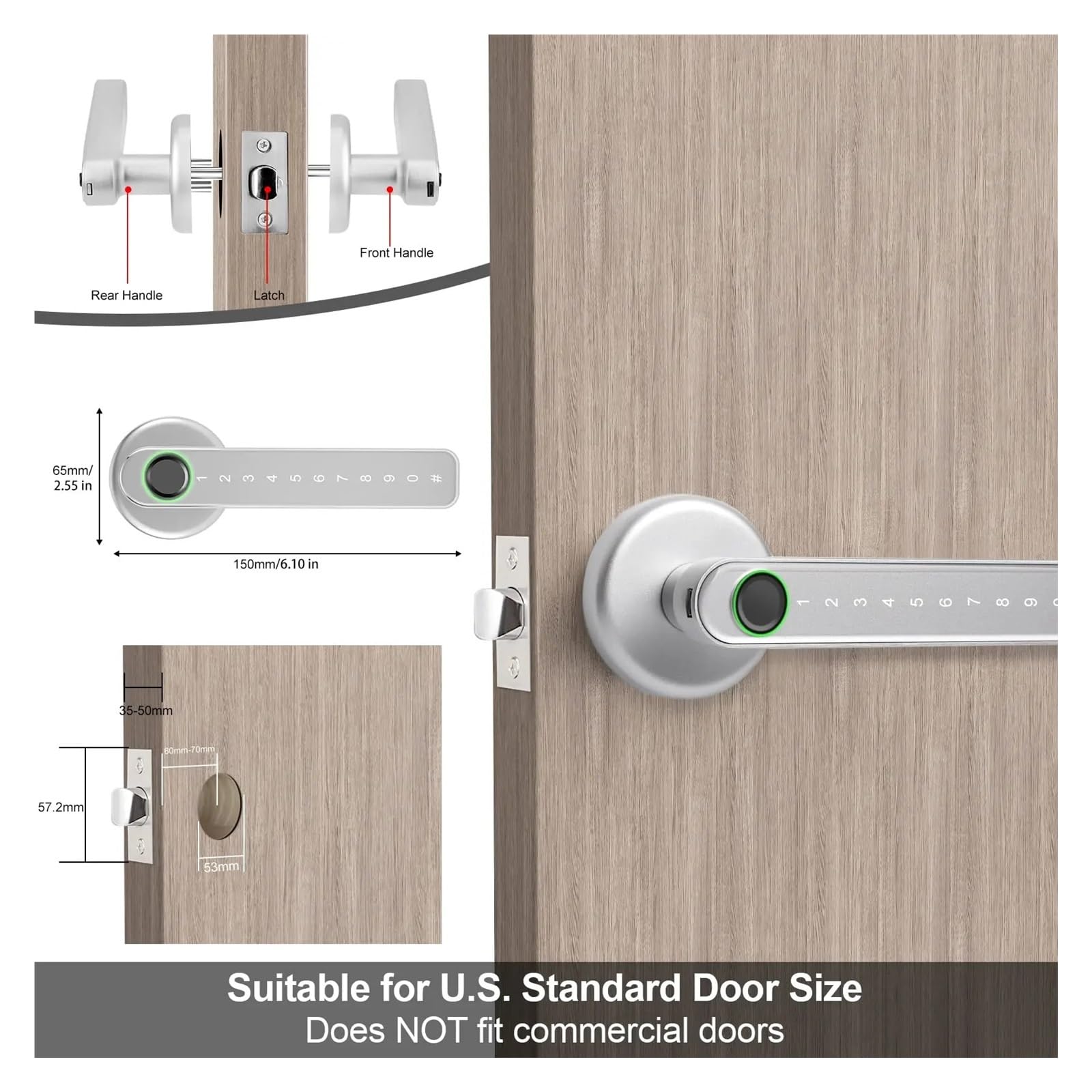 Serratura Smart Serratura Elettronica Digitale Serratura Intellinte Smart Home Impronta Digitale Biometrica For Tuya Password APP Senza Chiave Sblocca Sicurezza Porta Casa Ufficio Appartamento(White)