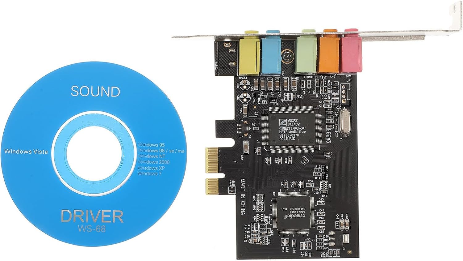 Tarjeta de sonido interna PCIe 5.1 canales con bracket bajo perfil miniatura 1