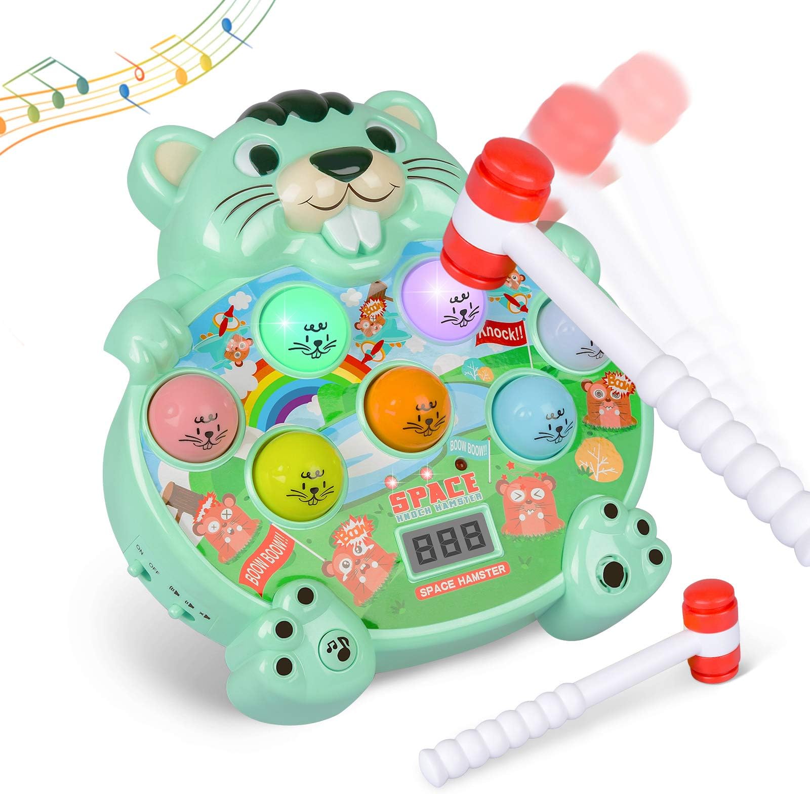 GaHoo Whack a Mole Pounding Hammering Game - Early Development Toy with Light and Sound - Baby Interactive Fun Toy Best Birthday Gift for 2, 3, 4, 5, 6, 7, 8 Year Old Boys Girls