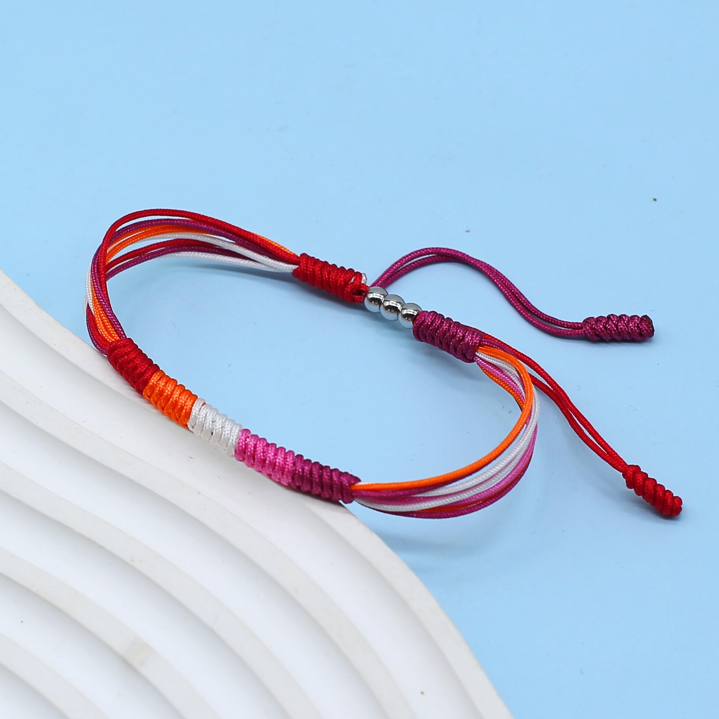 LAMIBEE LGBTQIA Pride, Bisexual, Pansexuality, Asexual, Lesbian, MLM Progress Flag Code Bracelet, Boho Style Rope Women Men Thread for Him Her, Pride Month