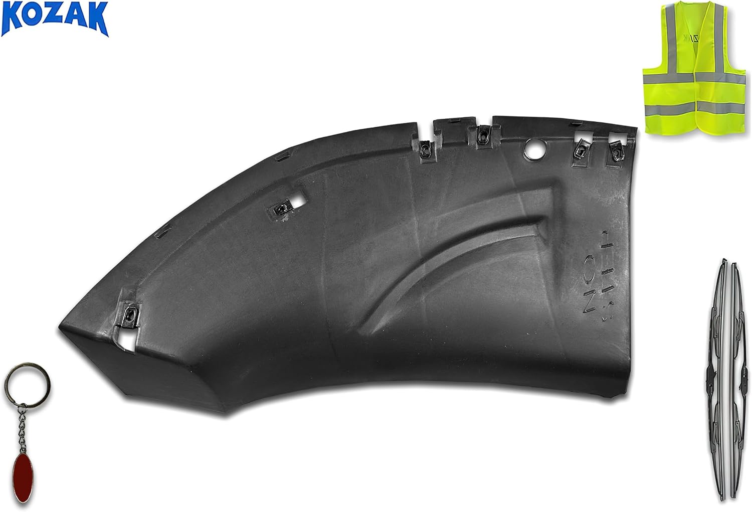 KOZAK Air Dam Bumper Cover (L N77-6082) Left Driver Side Compatible with Peterbilt 579 2022 2023+ Includes Logo, 2x 22" Windshield Wipers, Keychain and Reflective Vest