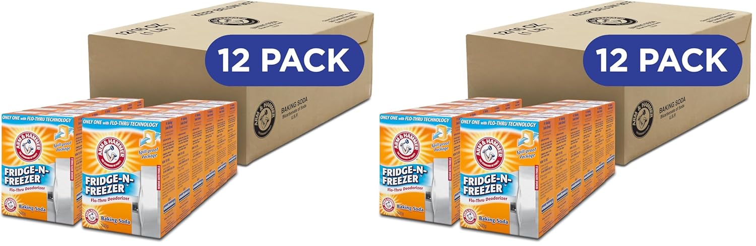 Arm & Hammer Baking Soda Fridge-n-Freezer Odor Absorber, Orange 14 oz, Pack of 24