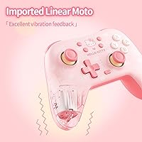 Vista 7 de Kuitmor Pink Switch Controller,Hello Kitty Hall Effect Controllers Wireless for Switch 2/1/OLED/Lite,PC,Android,iOS Bluetooth + Wired,1000mAh
