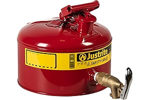Justrite 2.5 Gallon Galvanized Steel Gas Can with Safety Faucet