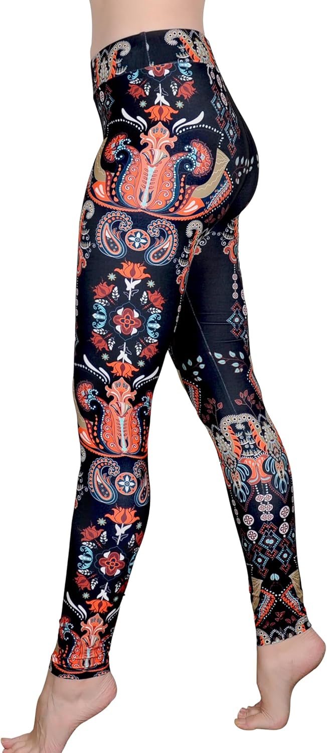 Comfy Yoga Pants - High Waisted Yoga Leggings with Bohemian Print - Extra Soft - Dry Fit