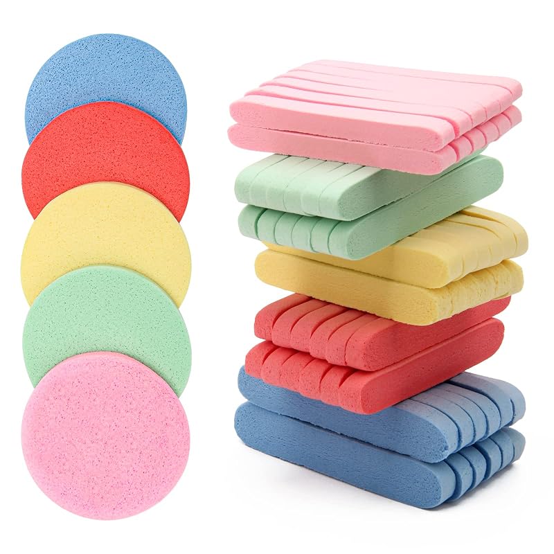 Esponjas Faciais Compactadas Luxiv para Limpeza e Maquiagem, Pacote com 120 Unidades