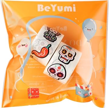 BeYumi Sugar Skull Roll Stickers - 1000Pcs Day of The Dead Stickers in 2 Rolls Dia de Los Muertos Sugar Skull Waterproof Vinyl Decals Halloween Mexican Festival Party Supplies Classroom Decor for Kid