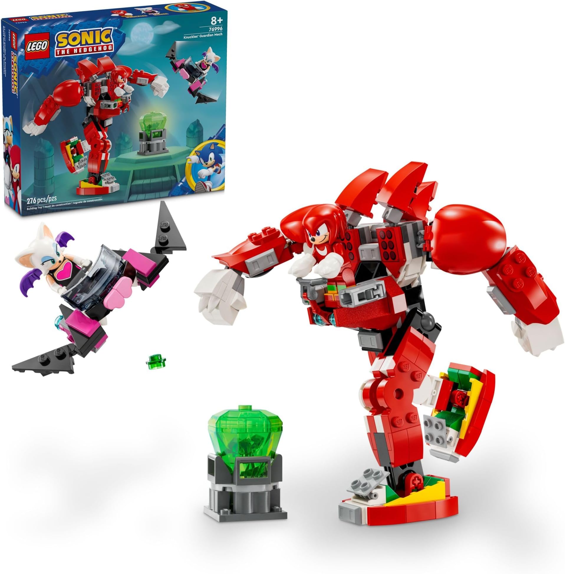 LEGO Sonic The Hedgehog Knuckles’ Guardian Mech Building Toy Set, Sonic Toy for Kids, Video Game Inspired Knuckles Action Figure with Master Emerald, Gaming Gift for 8 Year Old Boys and Girls, 76996
