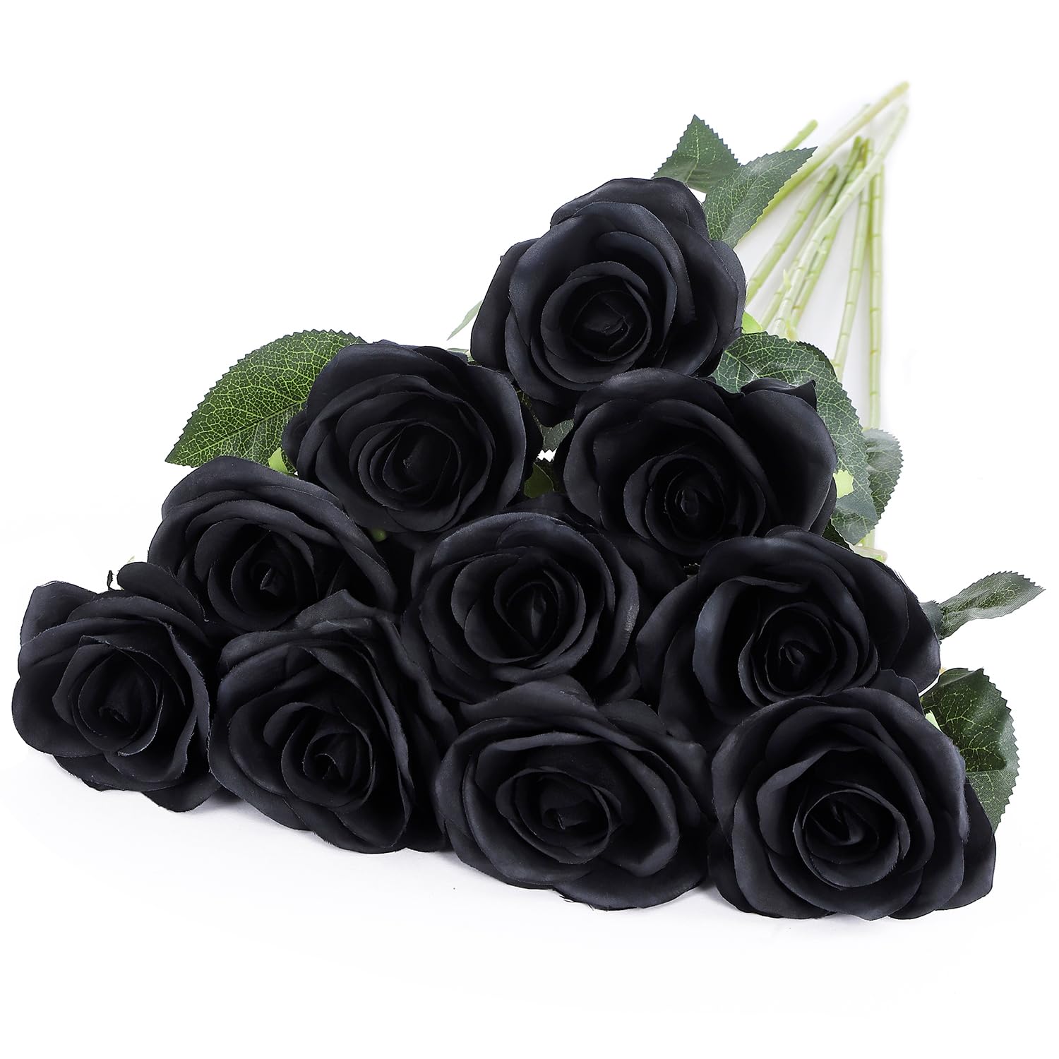 10Pcs Artificial Roses Faux Flowers Single Stem for DIY Home Wedding Decor