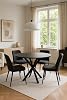 Nuveart, Round Dining Table, Black Oak Dining Table, 90x90 cm Dining Table, Wooden Table, Table with Metal Legs, Kitchen Table