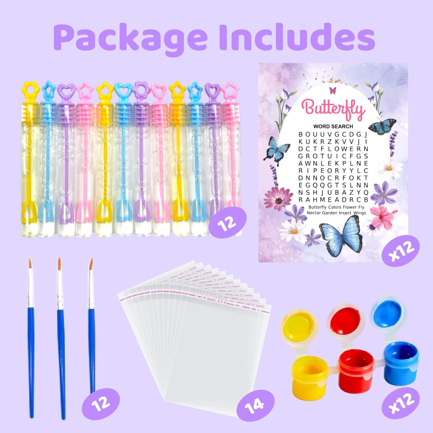 Butterfly Party Favors - 12 PCS Butterfly Birthday Party Supplies - Butterfly Bubbles & Paint Crafts - Butterfly Birthday Decorations Goodie Bags Gifts Prizes for Kids Girls Toddler - Image 4