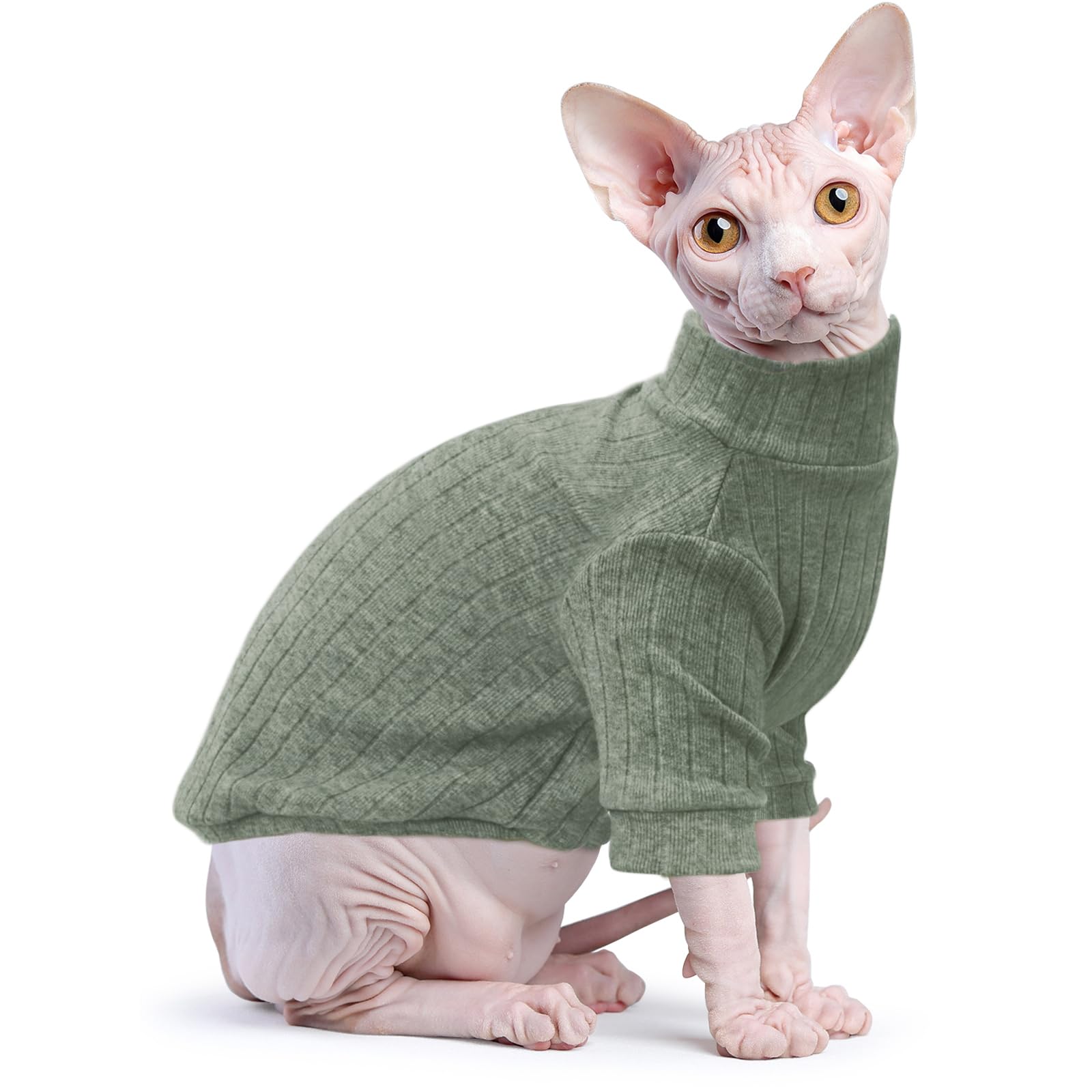 Idepet Sphynx Hairless Cat Sweater - Soft Fleece Pullover Turtleneck For Cats & Small Dogs (Blue, XL) - View #5