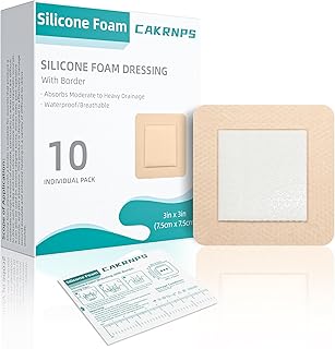 Silicone Foam Dressing with Adhesive Border 3“ x 3”,10 Packs Waterproof Silicone Bandages for Wounds Care, Large Self Adhesive Wound Dressing Bandage for Bed Sore, FSA HSA Eligible