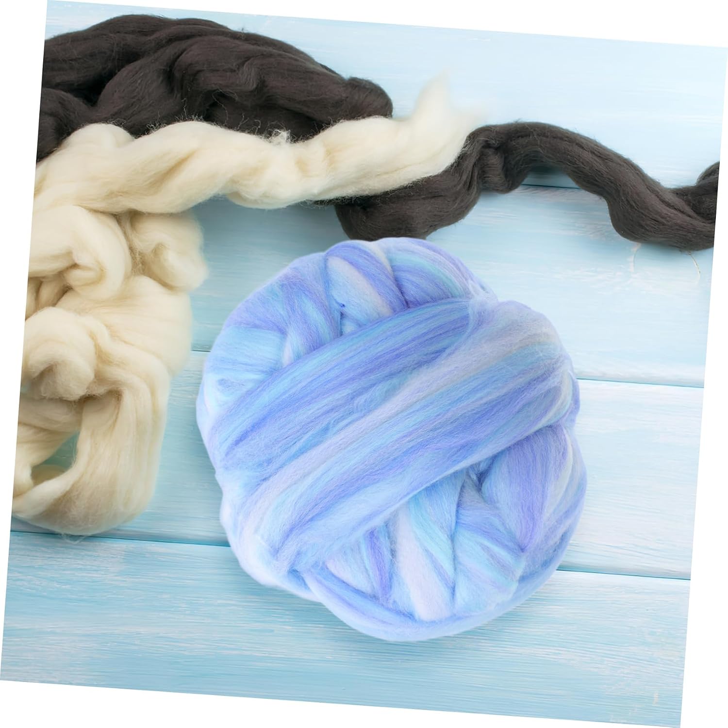 1Pack Faux Wool Roving for Needle Felting Soft and Colorfast Crafting Material for DIY Projects for Dryer Balls Weaving and Home Decorations