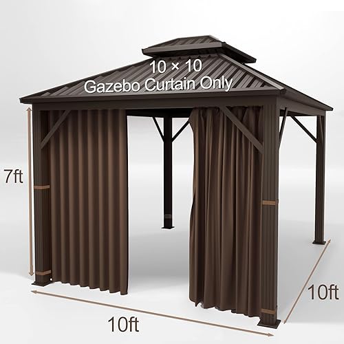 Miniatura 8 de Gazebo - Cortina de privacidad de repuesto universal  Hugline de 10 x 10 pies, panel de privacidad para exteriores con cremallera (caqui)